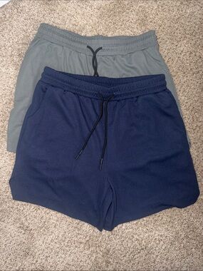 Casual Drawstring Shorts Duo - Navy & Gray